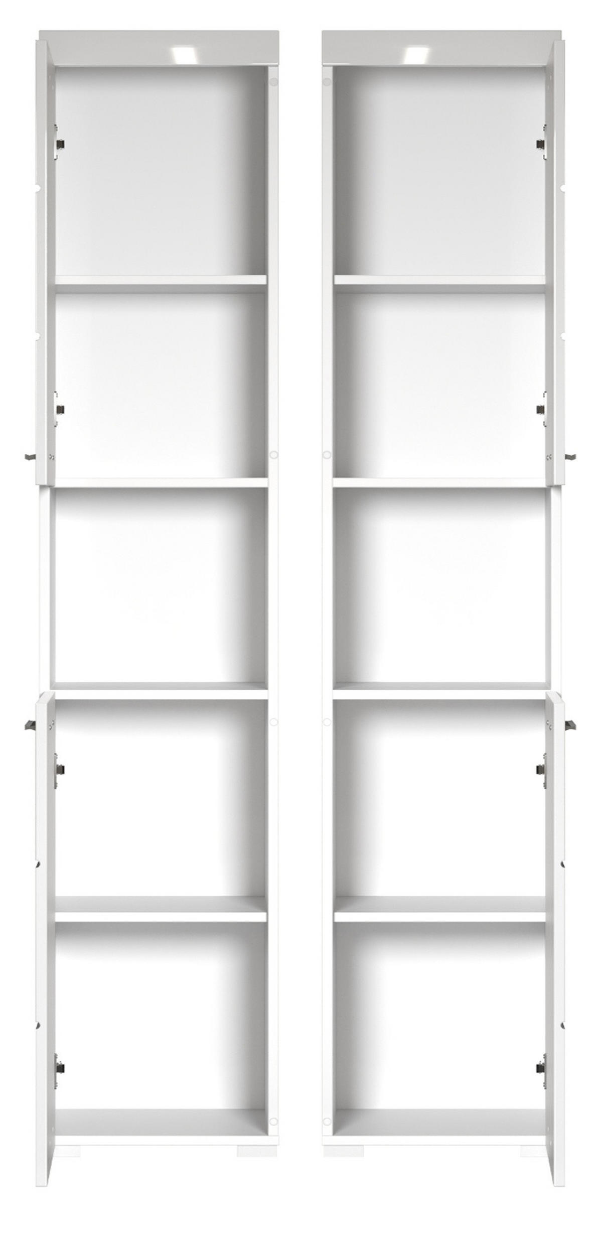 HOCHSCHRANK weiß Hochglanz 37 x 190 cm, Badschrank 2-türig - Weiß, Holzwerkstoff/Kunststoff (37/190/31cm) - Top.Furn