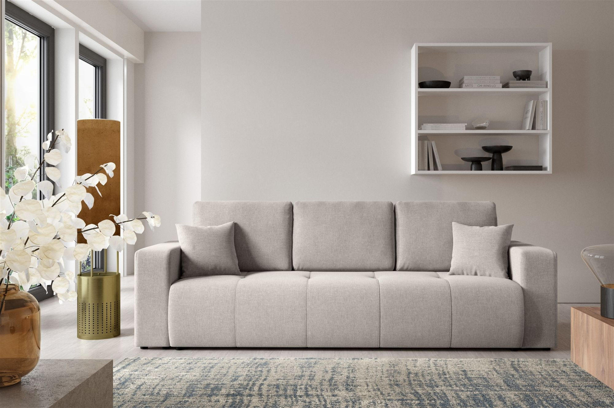 SCHLAFSOFA Augusto - Hellgrau, Holzwerkstoff/Textil (244/82/102cm) - Fun Möbel