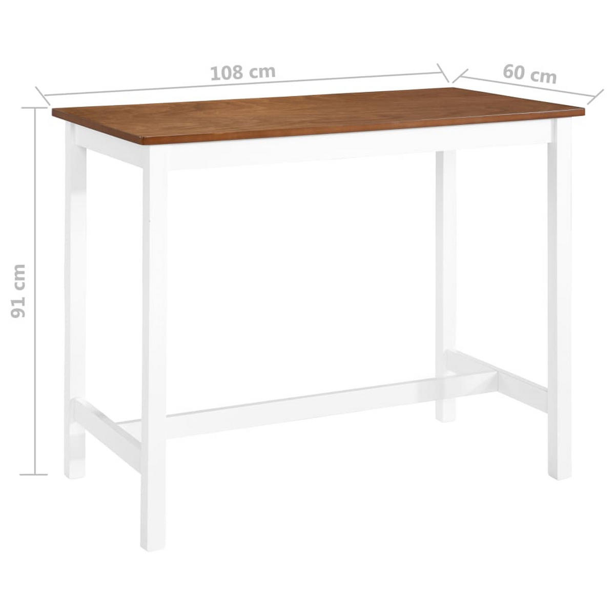 BARTISCH Landhausstil 108/60/91 cm aus Massivholz Braun, Weiß - Braun, Holzwerkstoff (60/108/91cm) - vidaXL