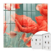 SCHLÜSSELBOX Weiß 30x30 cm – Türöffnung nach rechts - Rote Mohnblumen - Rot, Metall (30/30/5cm) - TULUP