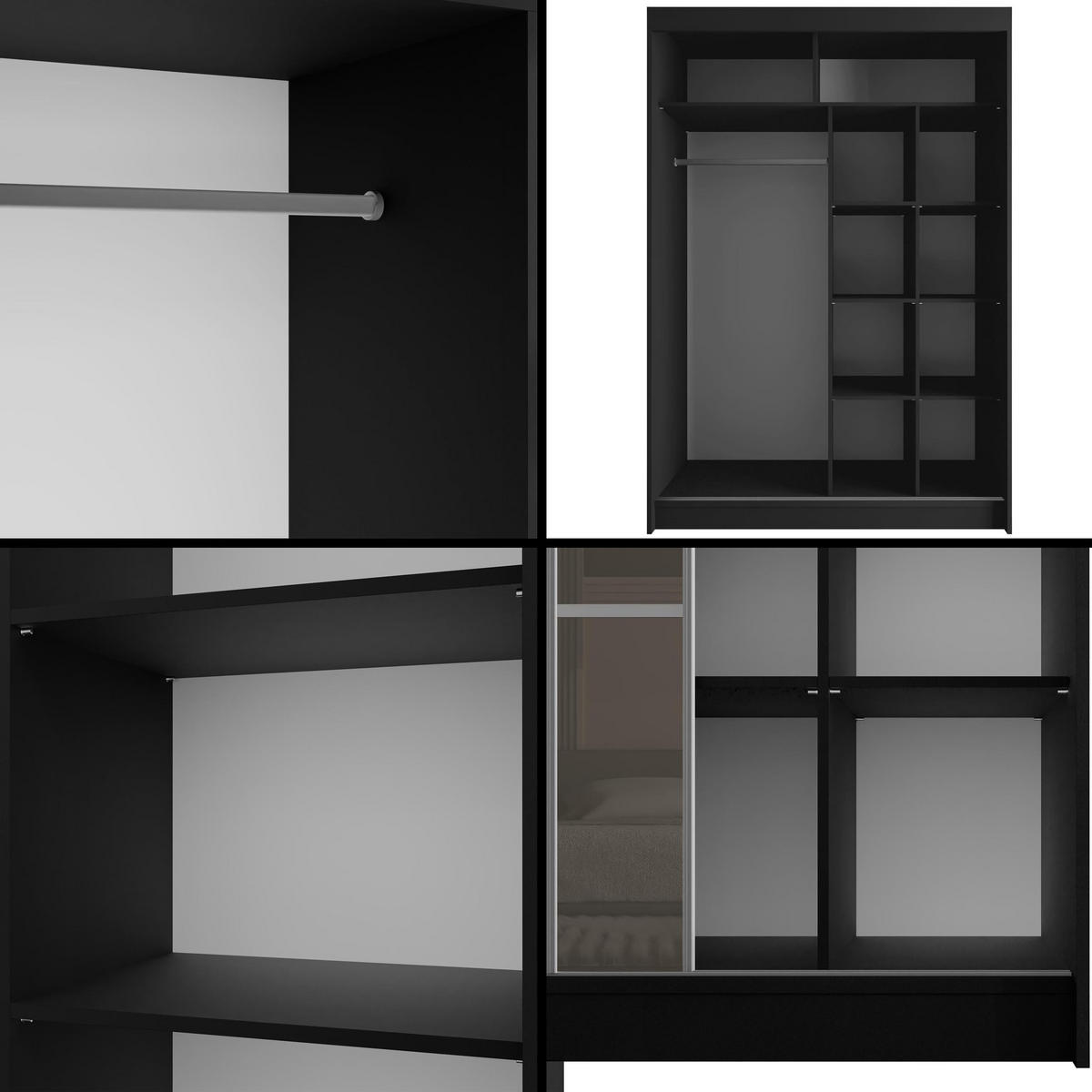 KLEIDERSCHRANK PEKA III - 150 cm - Schwarz|Grau - Schwarz/Grau, Holzwerkstoff (150/215/61cm) - ALTDECOR