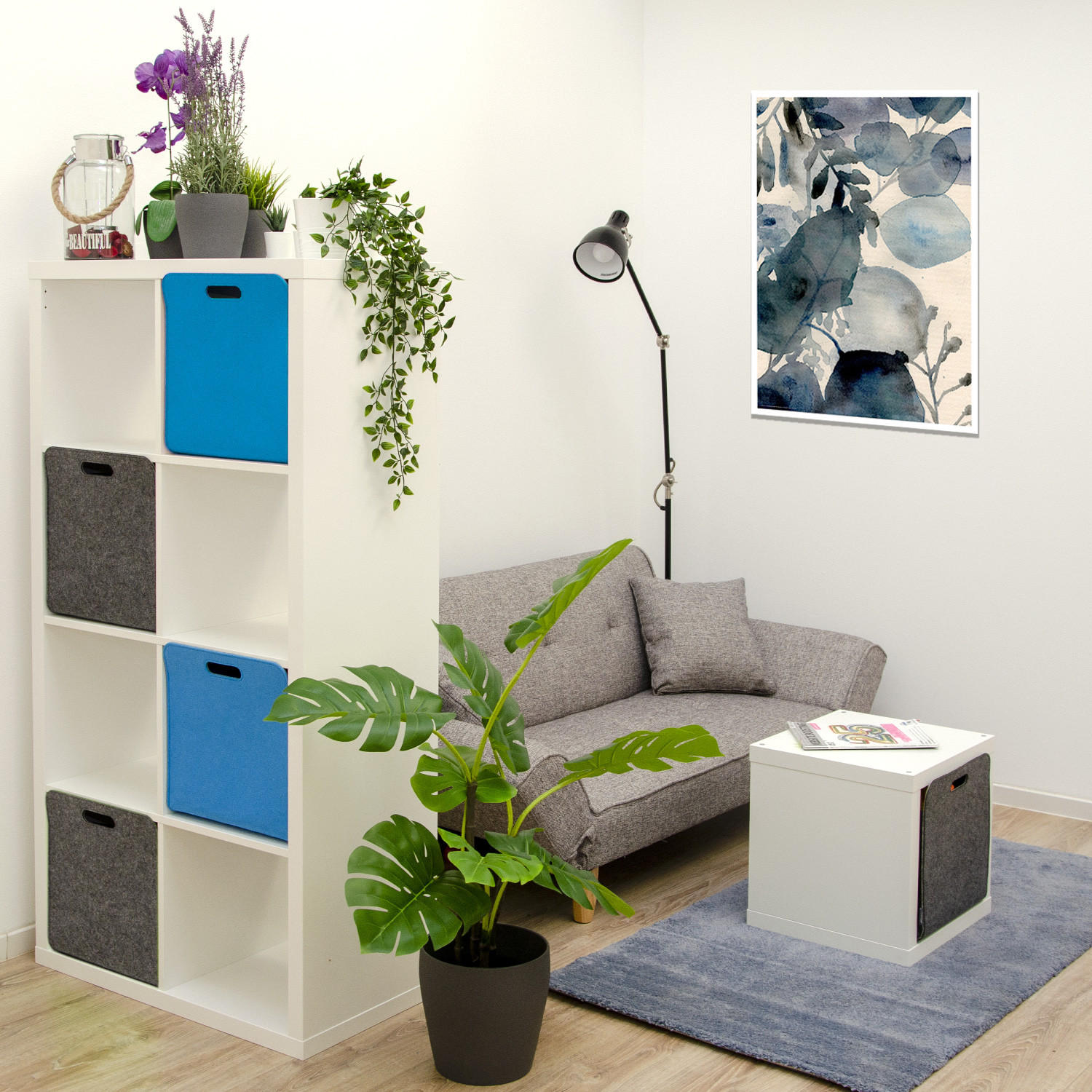 AUFBEWAHRUNGBOX 4er Set 33/38, graublau - Grau/Hellblau, Kunststoff (33/33/38cm) - Dunedesign