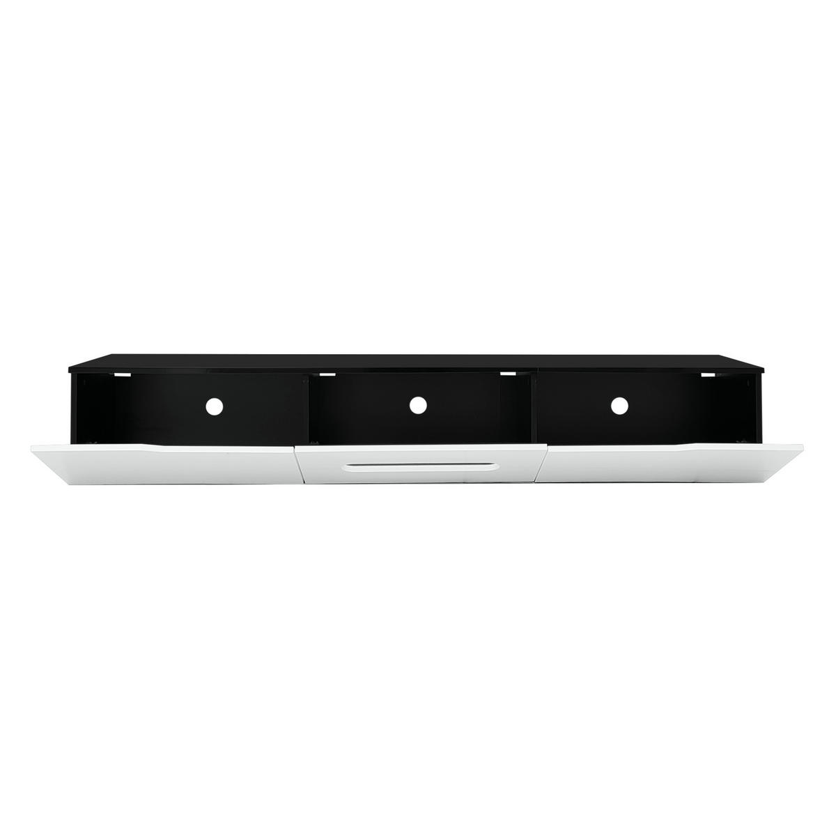LOWBOARD 180/35/30 cm aus MDF und Spanplatte mit LED-Beleuchtung Schwarz/Weiß - Schwarz, Holzwerkstoff (180/30/35cm) - Modenvie