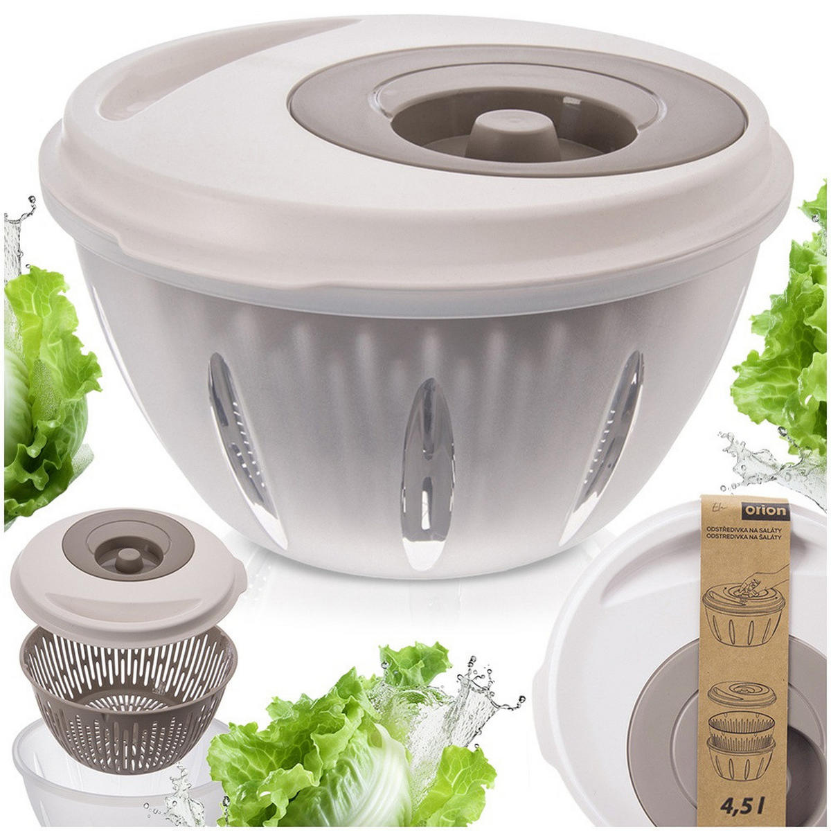 SALATSCHLEUDER ELA Beige Weiß 4,5 l - Transparent, Kunststoff (25.5/14.5cm) - Orion 