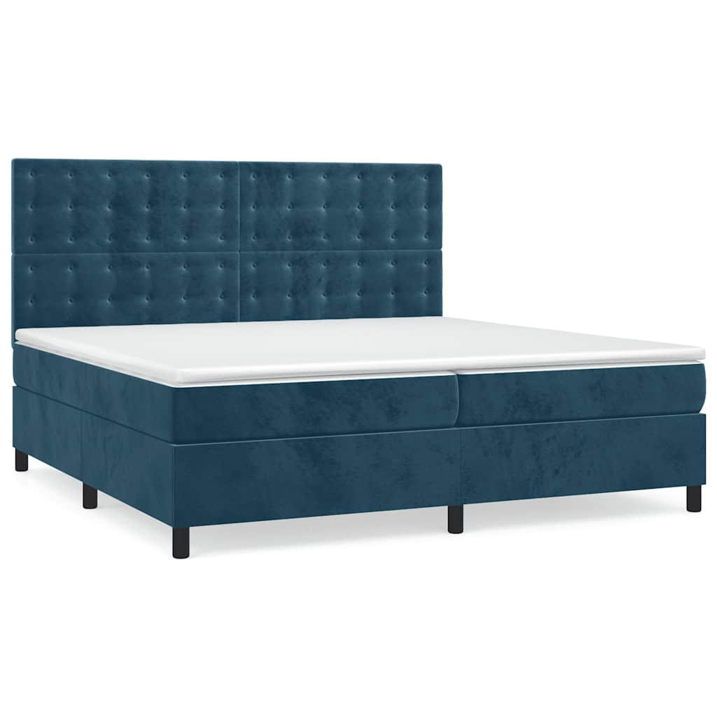 BOXSPRINGBETT 200/200 Cm Blau Samt - Blau, Textil (200/203cm) - vidaXL