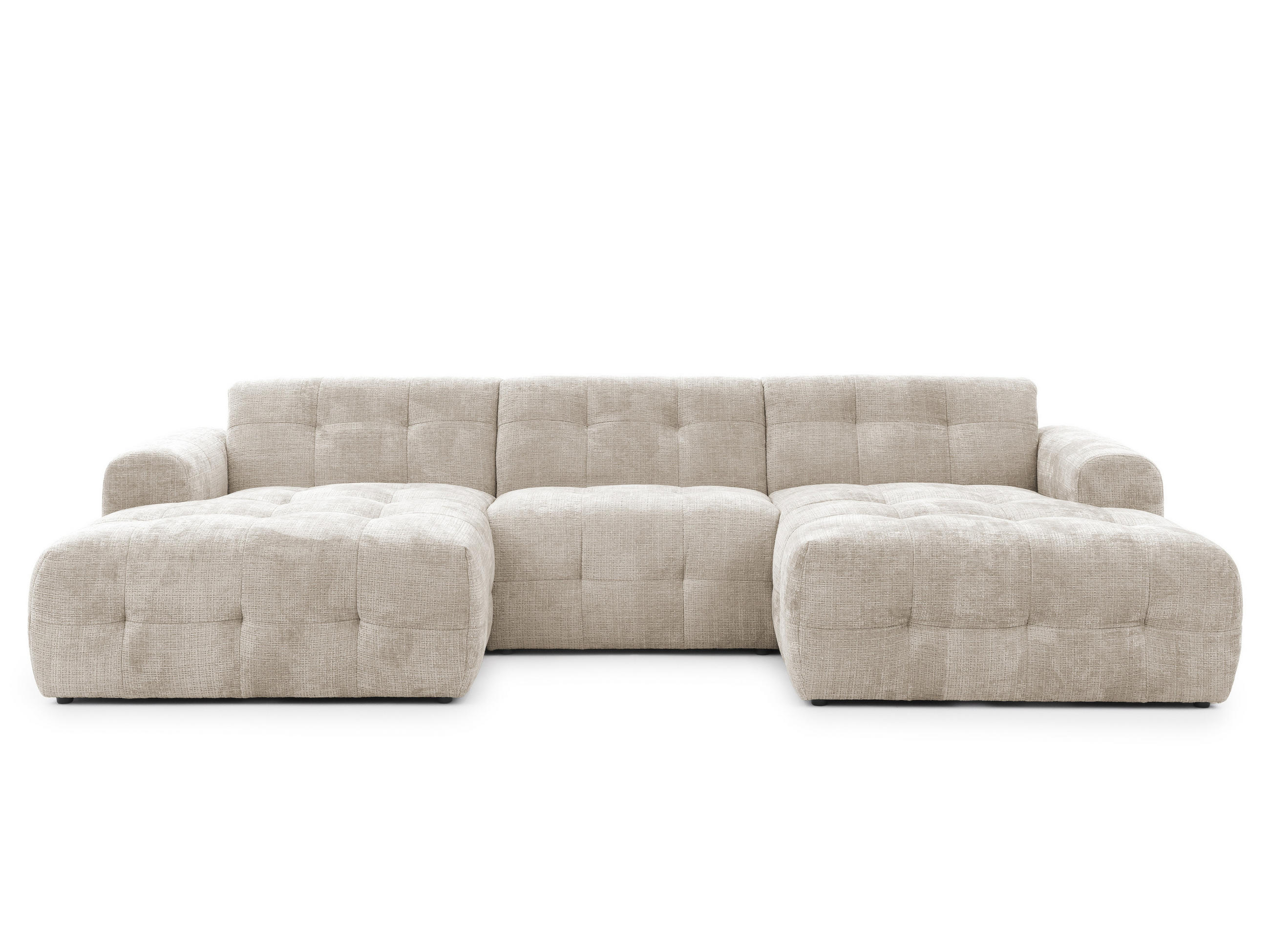 luma-home SEDACÍ SOUPRAVA ve tvaru písmene U s rafinovaným prošíváním, 6místná, 323 × 161 × 79 cm (Š×H×V), čalounění ze ženilky v pískově šedé barvě /