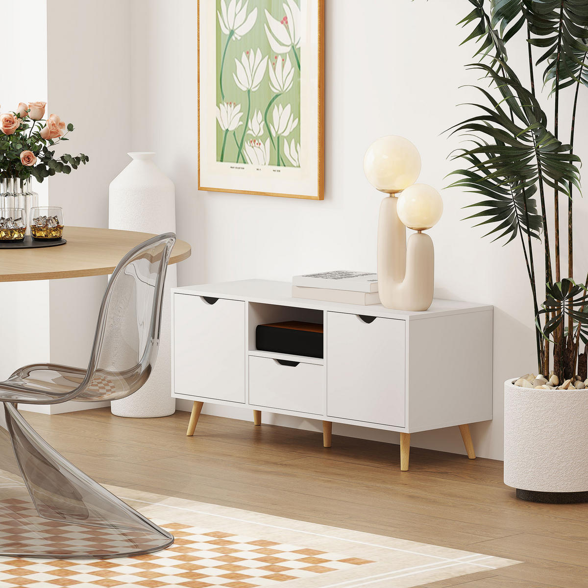 TV-MÖBEL Weiß 1 Stück - Weiß, Holzwerkstoff (110/50/40cm) - GiPP