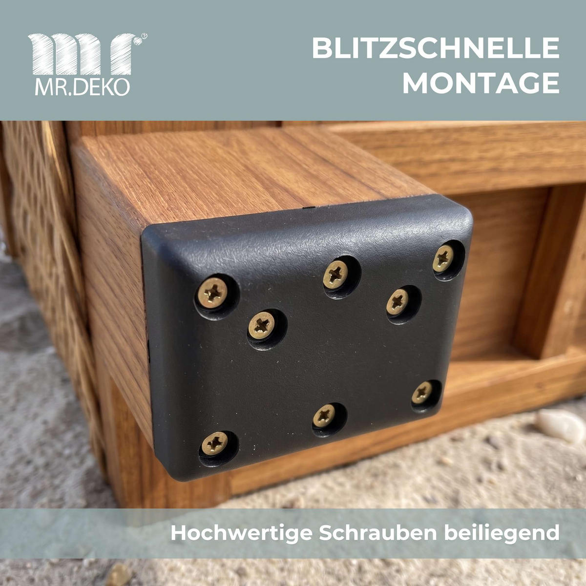 GLEITER PE 4er Set für Strandkorb - Schwarz/Braun, Kunststoff (5/2/7cm) - Mr. Deko