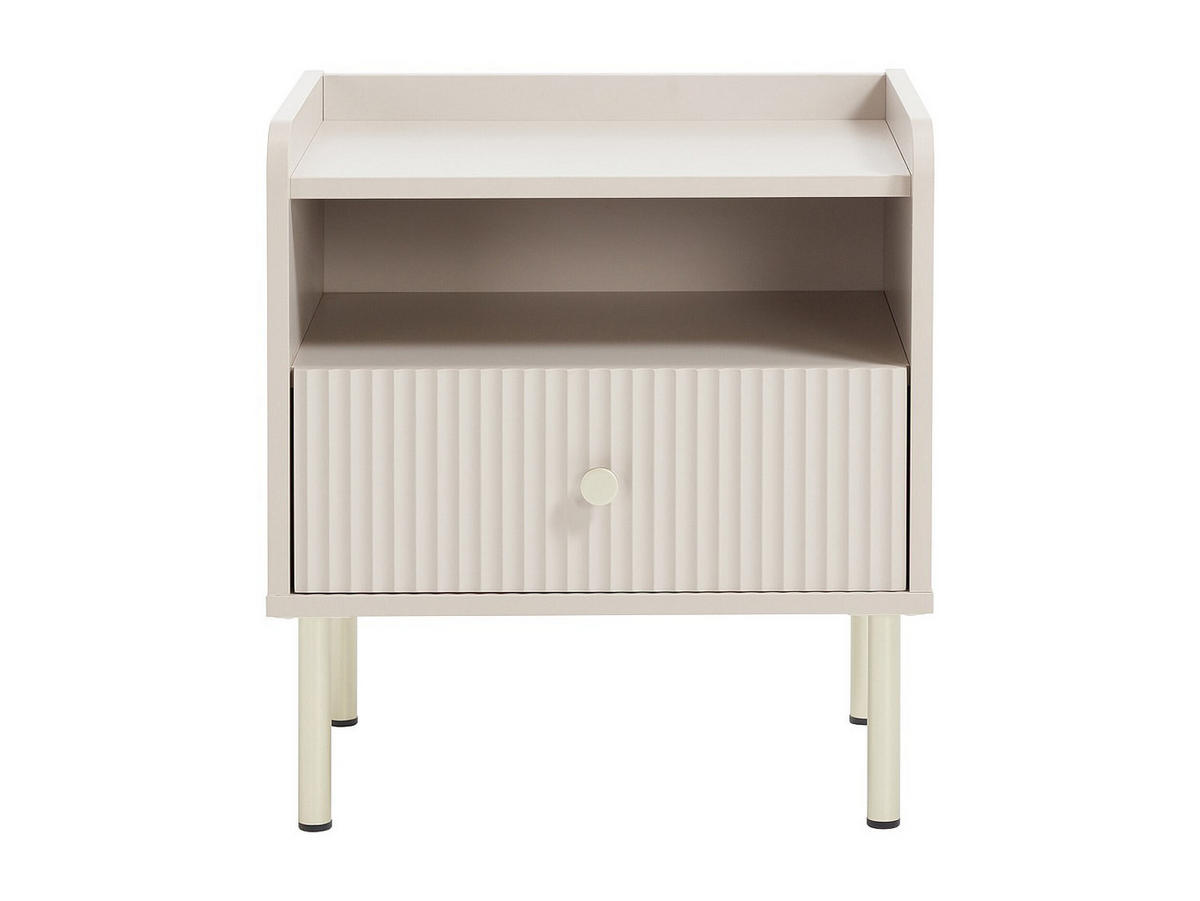 NACHTTISCH 2er-Set mit 1 Schublade und 1 Nische - Beige und Gold - LUNAOR - Beige, Holz (50/54/40cm) - Vente-Unique