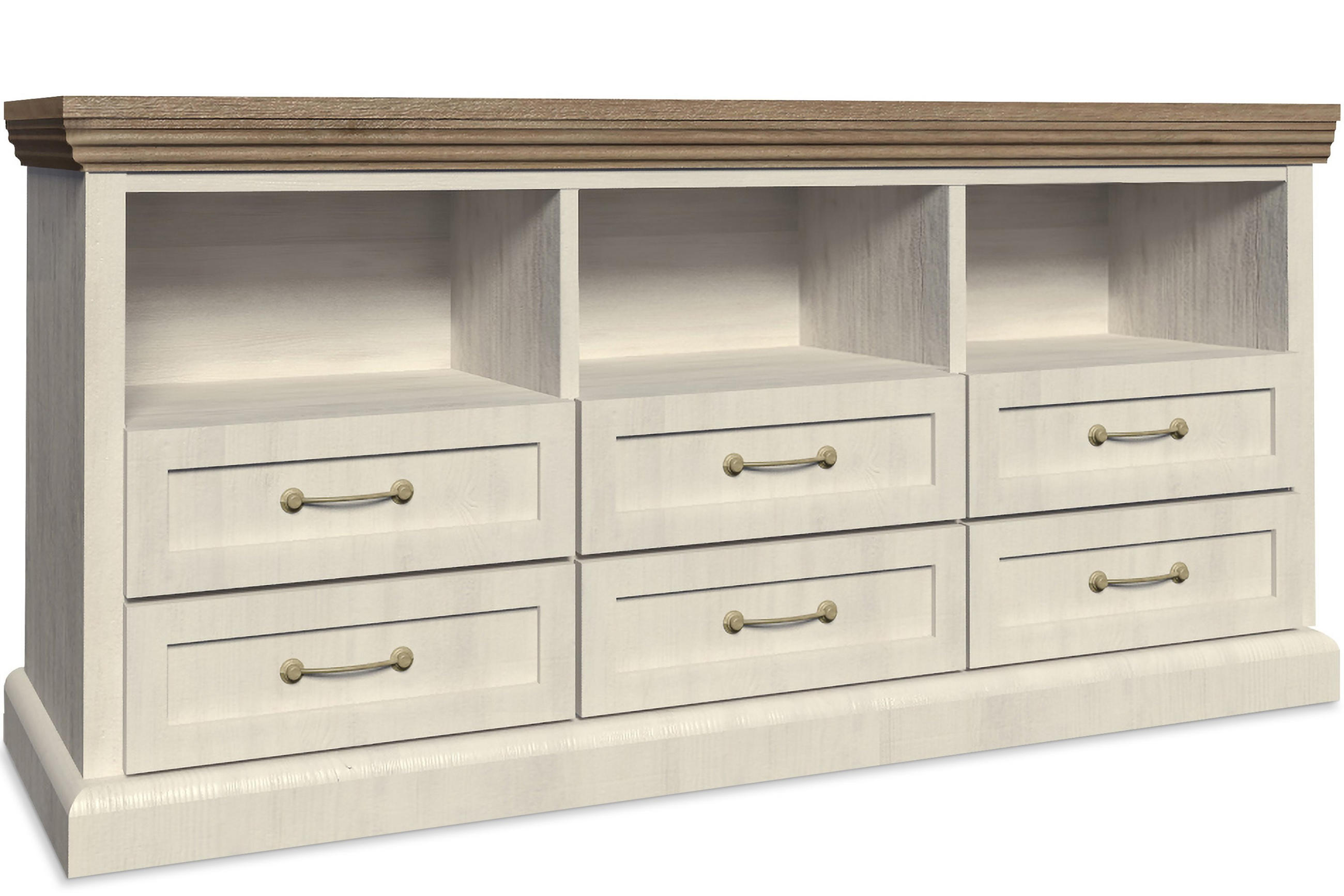 LOWBOARD ARVEN mit Schubladen, Cremeweiß - Eichefarben/Creme, Holz (127/75/45cm) - KONSIMO®