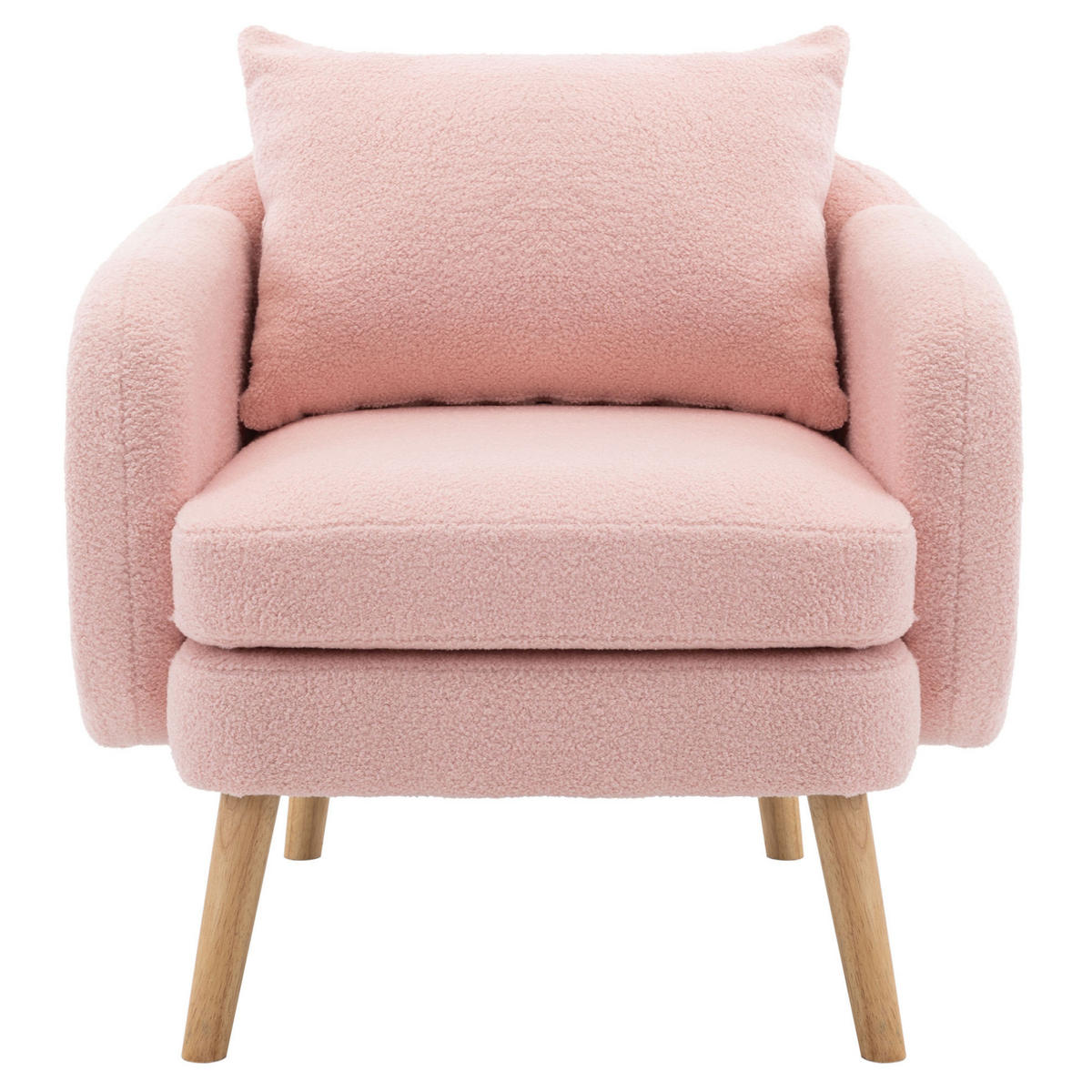 SESSEL 71/72/71 cm in Rosa aus Teddy-Stoff mit Kissen - Rosa, Textil (72/71/71cm) - Flora Grace
