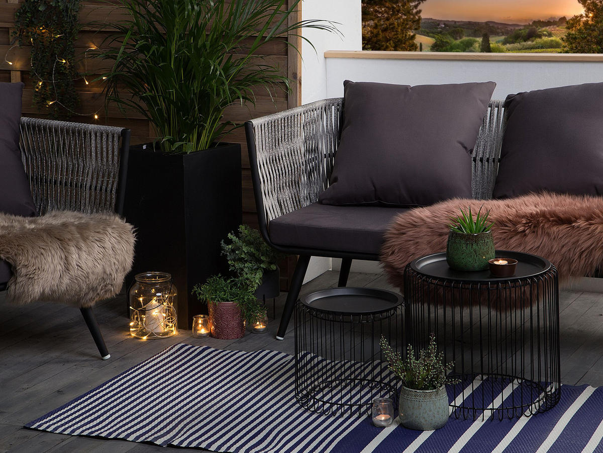 OUTDOOR-TEPPICH Haldia 180/90 cm - Blau, Kunststoff (90/180cm) - Beliani