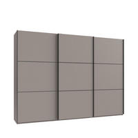 SCHWEBETÜRENSCHRANK 3-türig B300/H216/T65 cm in Sandgrau, Kleiderschrank inkl. Vollausstattung / 22017 - Sandfarben/Rot, Holzwerkstoff/Metall (300/216/65cm) - luma-home