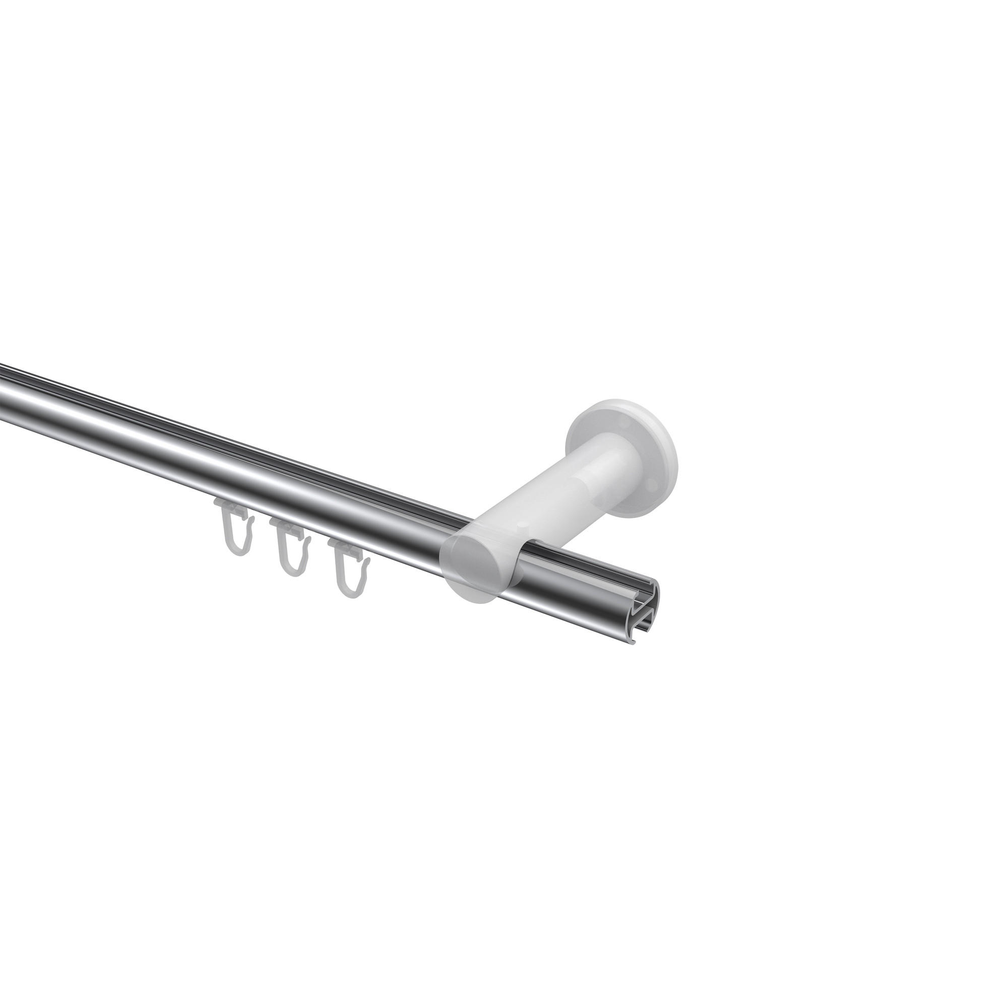 GARDINENSTANGE INNENLAUF Platon Tanara 180 cm, 1-läufig, 20 mm Ø Chrom - Chromfarben/Schwarz, Metall (180cm) - INTERDECO