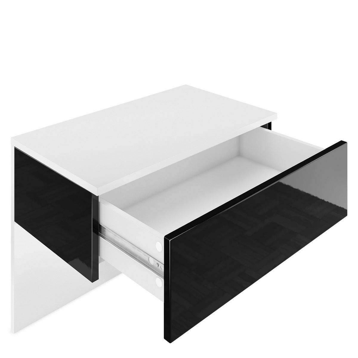 NACHTTISCH Sleep Fronten in Beton Oxid Optik - Hellgrau, Holzwerkstoff (60/46/35cm) - Vladon