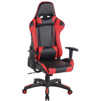 GAMINGSTUHL Lederlook schwarz/rot - Chromfarben/Rot, Kunststoff/Textil (65/128/50cm) - CLP