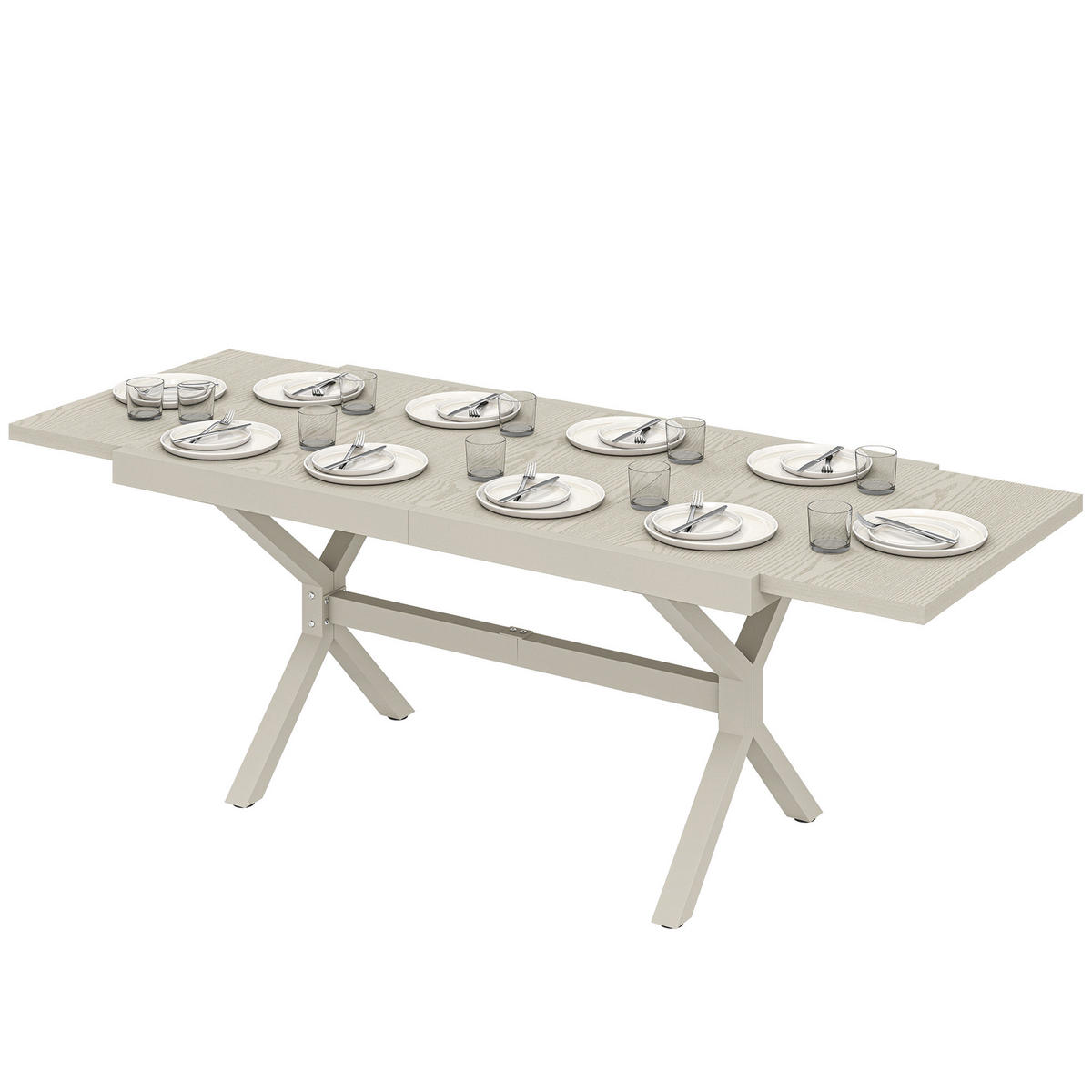 GARTENTISCH,HELLGRAU,1 Stück - Hellgrau, Naturmaterialien (214/85/73cm) - GiPP
