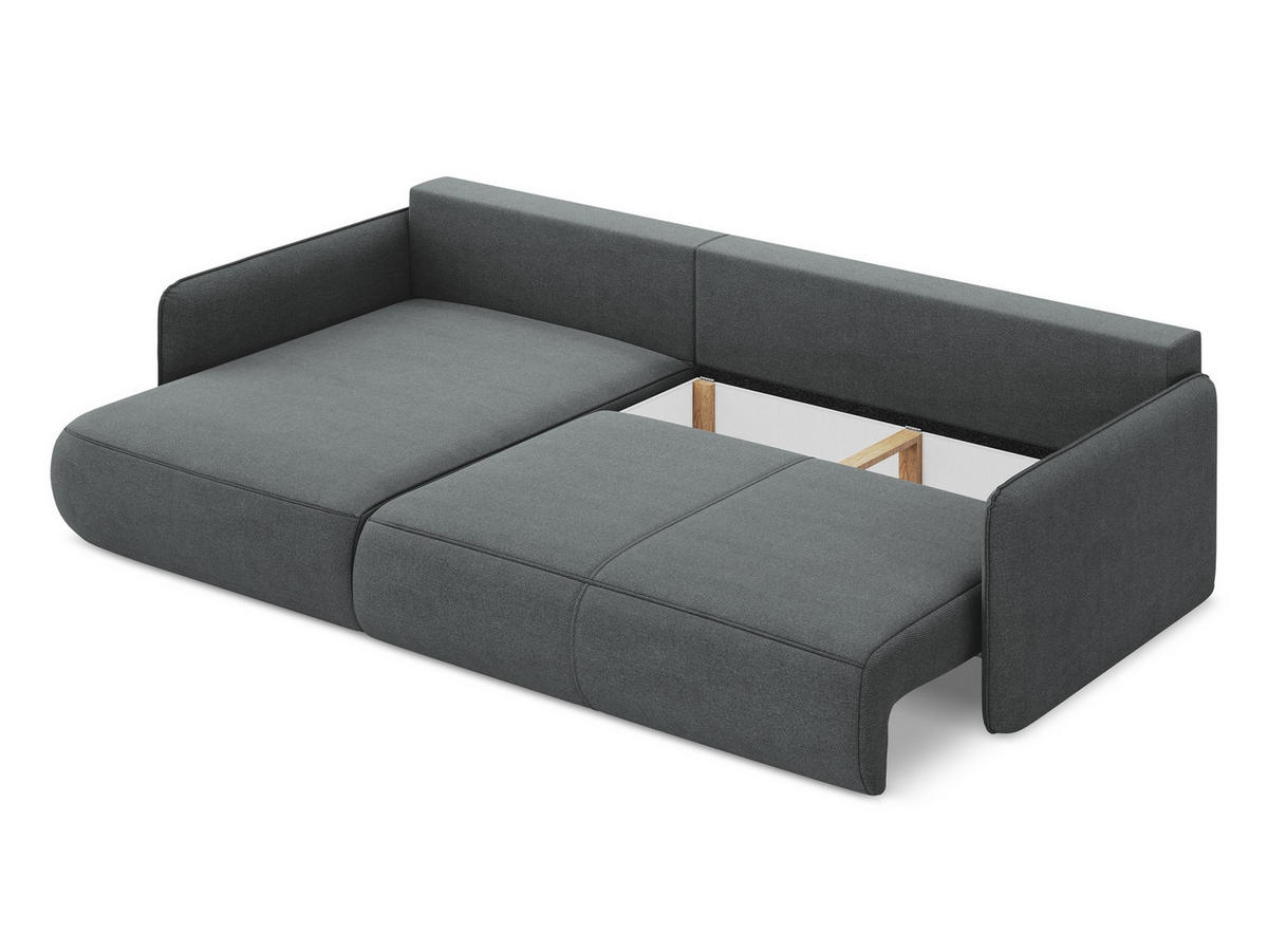 ECKSOFA mit Schlaffunktion Strukturstoff Stoff Blau - Blau/Blaugrau, Holz/Textil (162/236cm) - Makamii