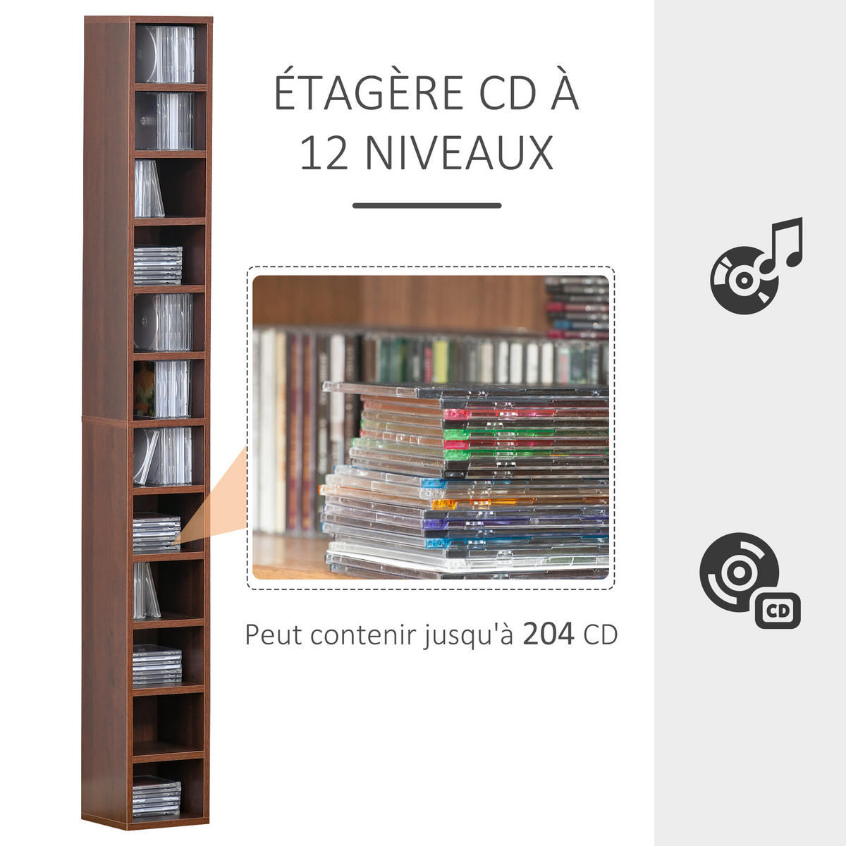 CD-REGAL DE-14399 12 Fächer, 175 cm Braun - Braun, Holzwerkstoff (20/175/21cm) - ComfortXL