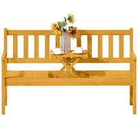 ZAHRADNÍ lavice z akáciového dřeva 149x56,5x89 cm teak s výklopným středovým stolkem a područkami - teaková, kompozitní dřevo (149/89/56.5cm) - Modfu