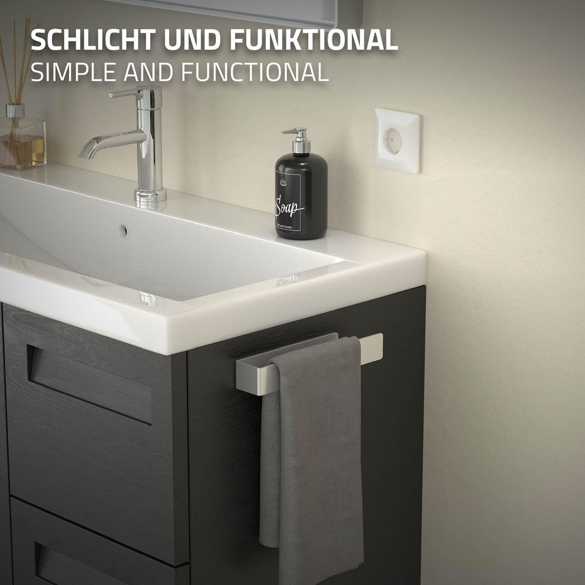 HANDTUCHHALTER ohne Bohren Silber 2er Set - Silberfarben, Metall (4.5/3.5/22cm) - ML-DESIGN