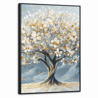 LEINWAND Bilder mit Rahmen - Baum - Winter - Baum des Lebens - Modern - Gold - 60x80 - Goldfarben, Textil (60/80cm) - MuchoWow