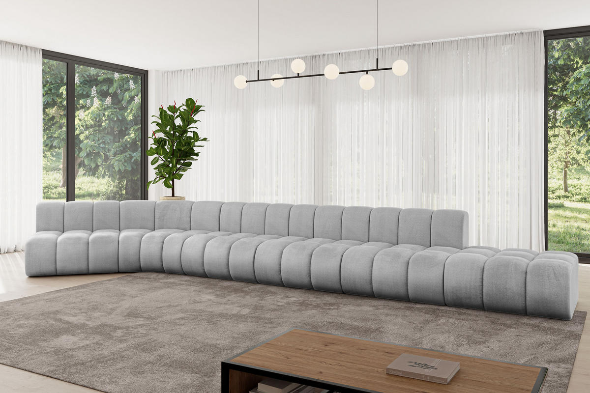 ECKSOFA modulares Sofa Brilo-L3 - 562x174x70 cm Grau - Hellgrau, Holzwerkstoff/Textil (562/174cm) - ALTDECOR