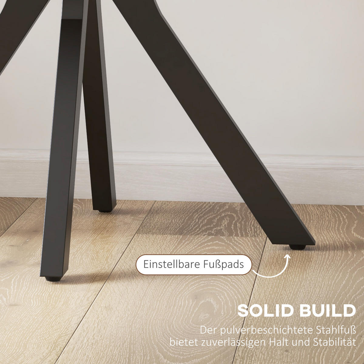 ESSTISCH, Runder Küchentisch, Moderner Esszimmertisch mit Spider-Stahlgestell - Schwarz, Kunststoff (78/78/75cm) - HOMCOM