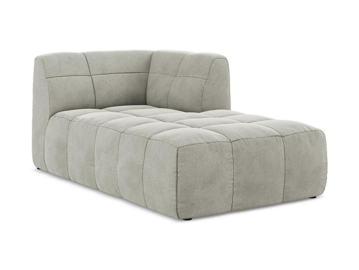 SOFAELEMENT Rechts Samt Stoff Grau - Hellgrau/Schwarz, Holzwerkstoff/Kunststoff (101/77/175cm) - Makamii