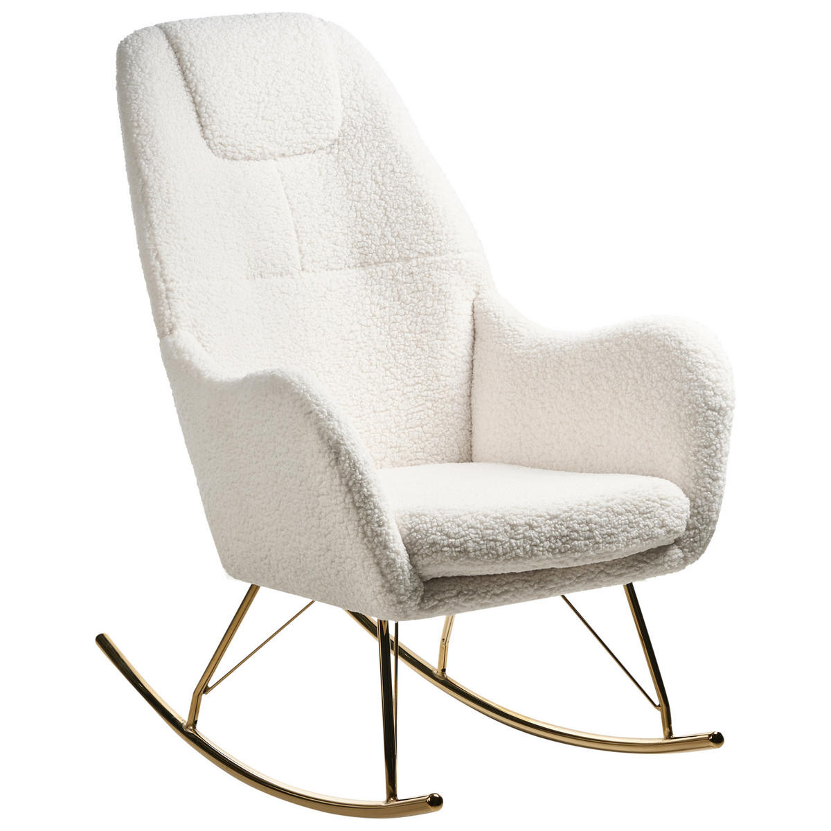 SCHAUKELSESSEL Cremeweiß Gulsele - Goldfarben/Weiß, Textil (70/105/95cm) - Beliani