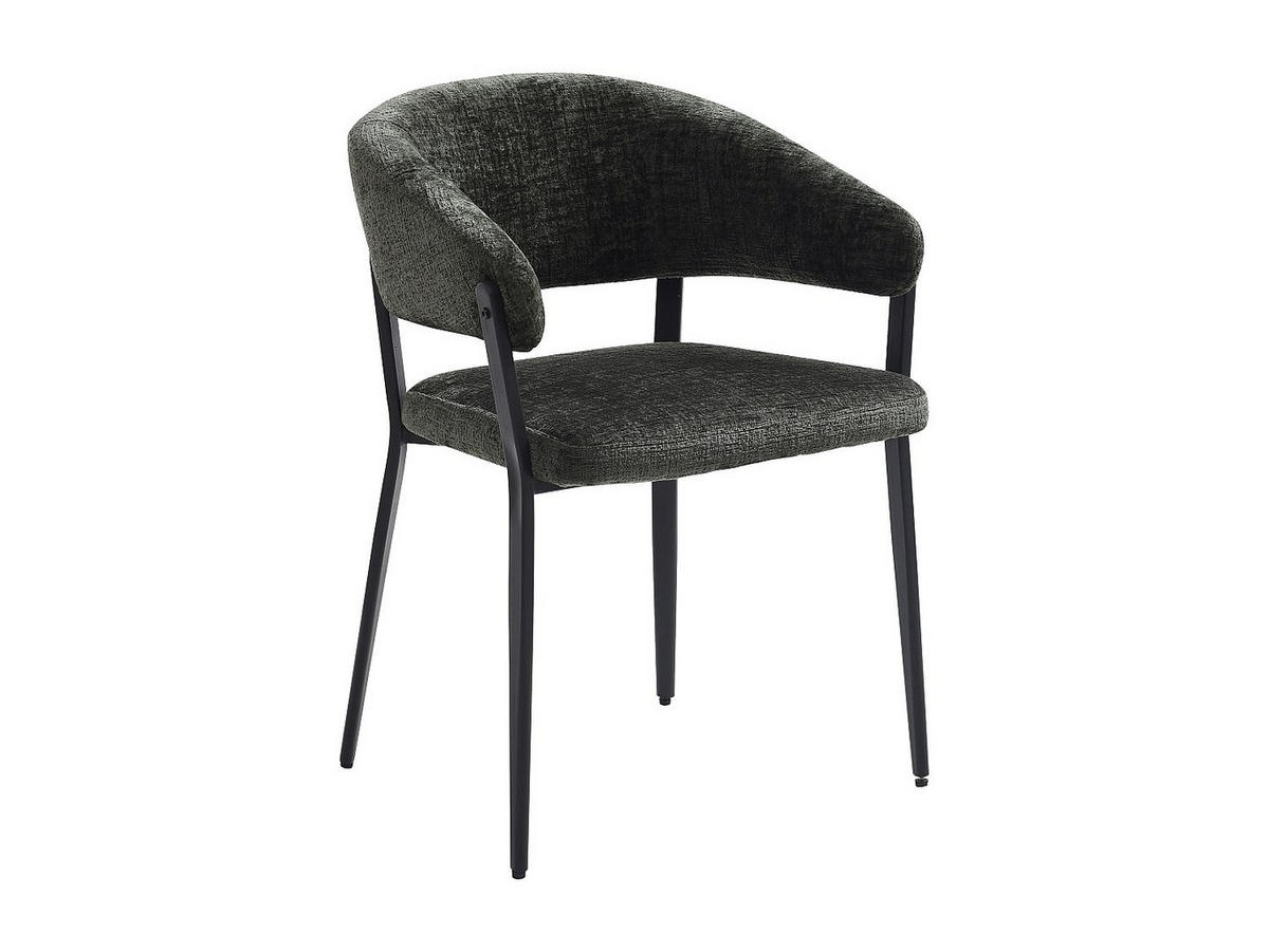 STUHL mit Armlehnen 2er-Set - Stoff & schwarzes Metall - Grün - AVRELA - Grün, Textil (56/77/55cm) - Vente-Unique