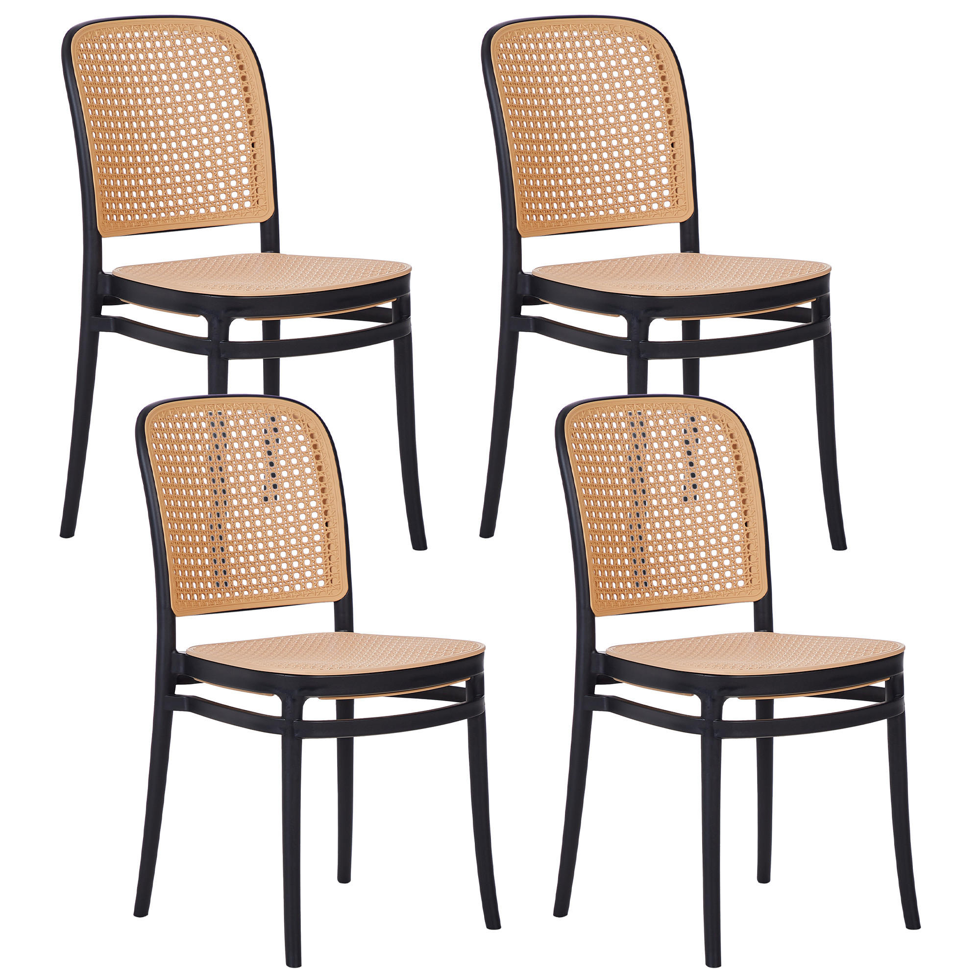 ESSZIMMERSTUHL 4er Set Beige Plose - Beige/Schwarz, Kunststoff (41/83/43cm) - Beliani