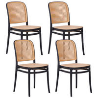 ESSZIMMERSTUHL 4er Set Beige Plose - Beige/Schwarz, Kunststoff (41/83/43cm) - Beliani