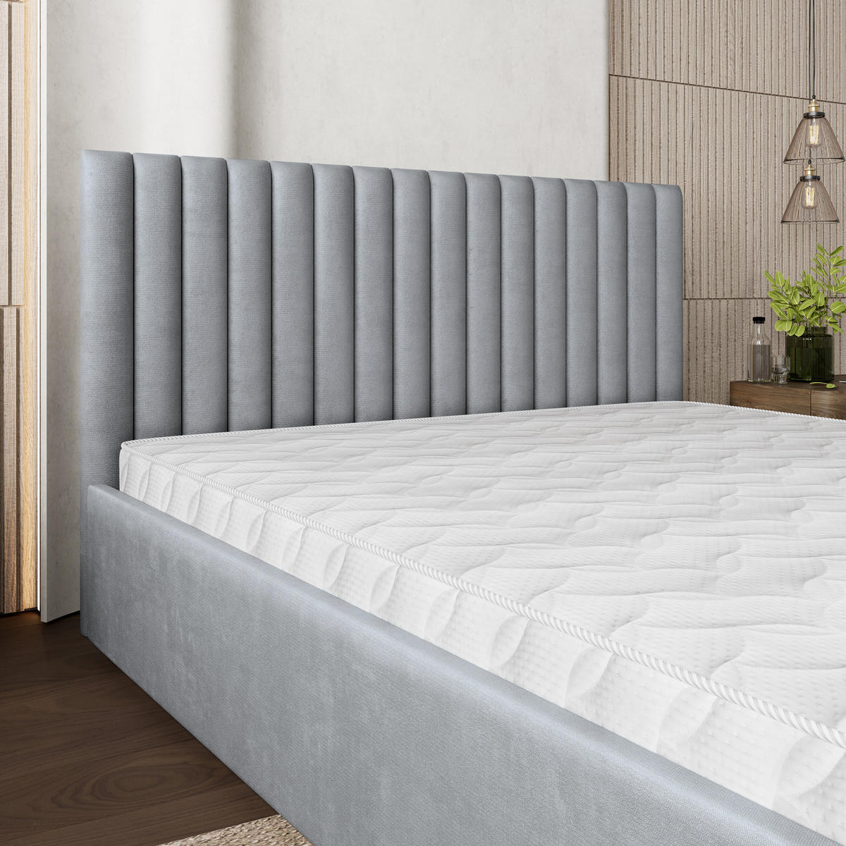 POLSTERBETT CANOVA 160x200 cm mit Bettkästen - Hellgrau - Hellgrau, Holz (160/200cm) - MASSENO