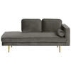 CHAISELONGUE Samtstoff taupe rechtsseitig Miramas - Goldfarben/Grau, Textil (171/63/79cm) - Beliani