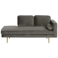 CHAISELONGUE Samtstoff taupe rechtsseitig Miramas - Goldfarben/Grau, Textil (171/63/79cm) - Beliani