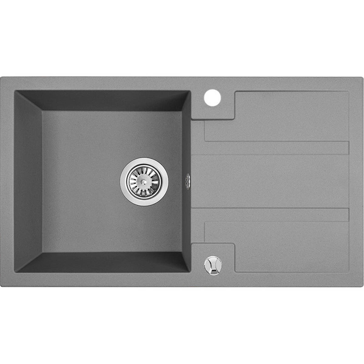 EINBAUSPÜLE Barbados Grau, Einzelbecken, 44/76/19,4 cm - Grau, Stein (44/19.4/76cm) - bad land