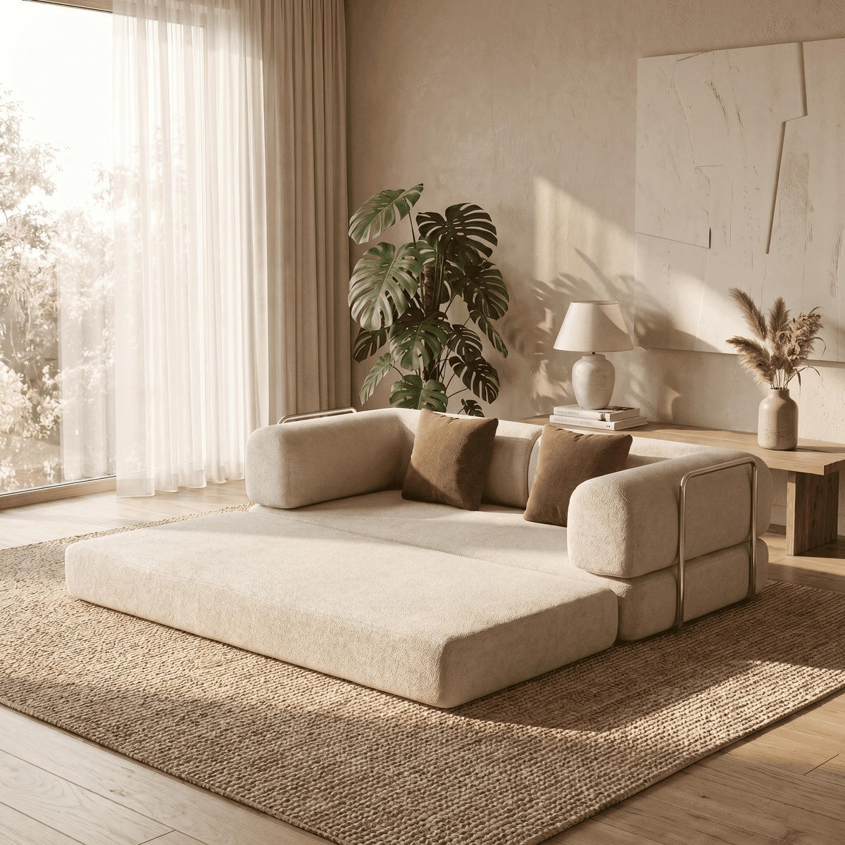 SCHLAFSOFA Kaia Sand Braun - Sandfarben, Textil (180/70/100cm) - COCO Living