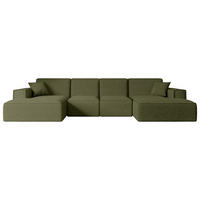 WOHNLANDSCHAFT SIERRA-U - 344x165x73 cm Grün Bouclé - Schwarz/Grün, Holzwerkstoff/Kunststoff (344/73/165cm) - ALTDECOR
