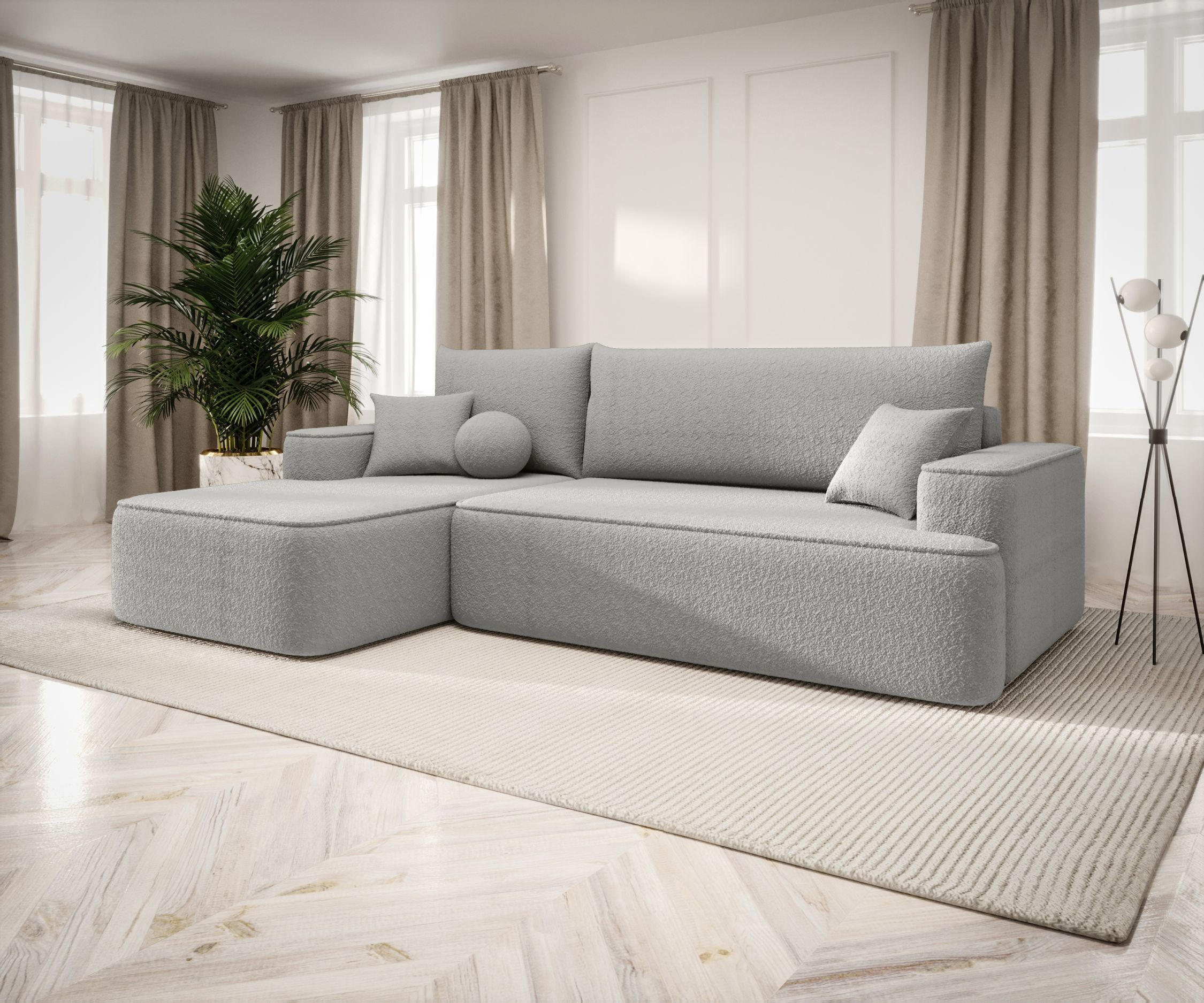 ECKSOFA mit Schlaffunktion FIGO Quelle 83 Links - Grau, Textil (250/150cm) - Bedante