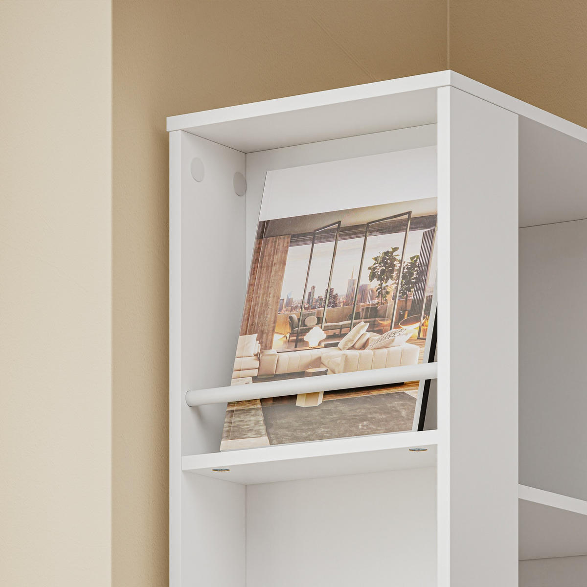 ECKSCHRANK mit Schubladen und Ordnerhalter STR15-W - Ahornfarben/Weiß, Holzwerkstoff/Fell (50/170/28cm) - SoBuy