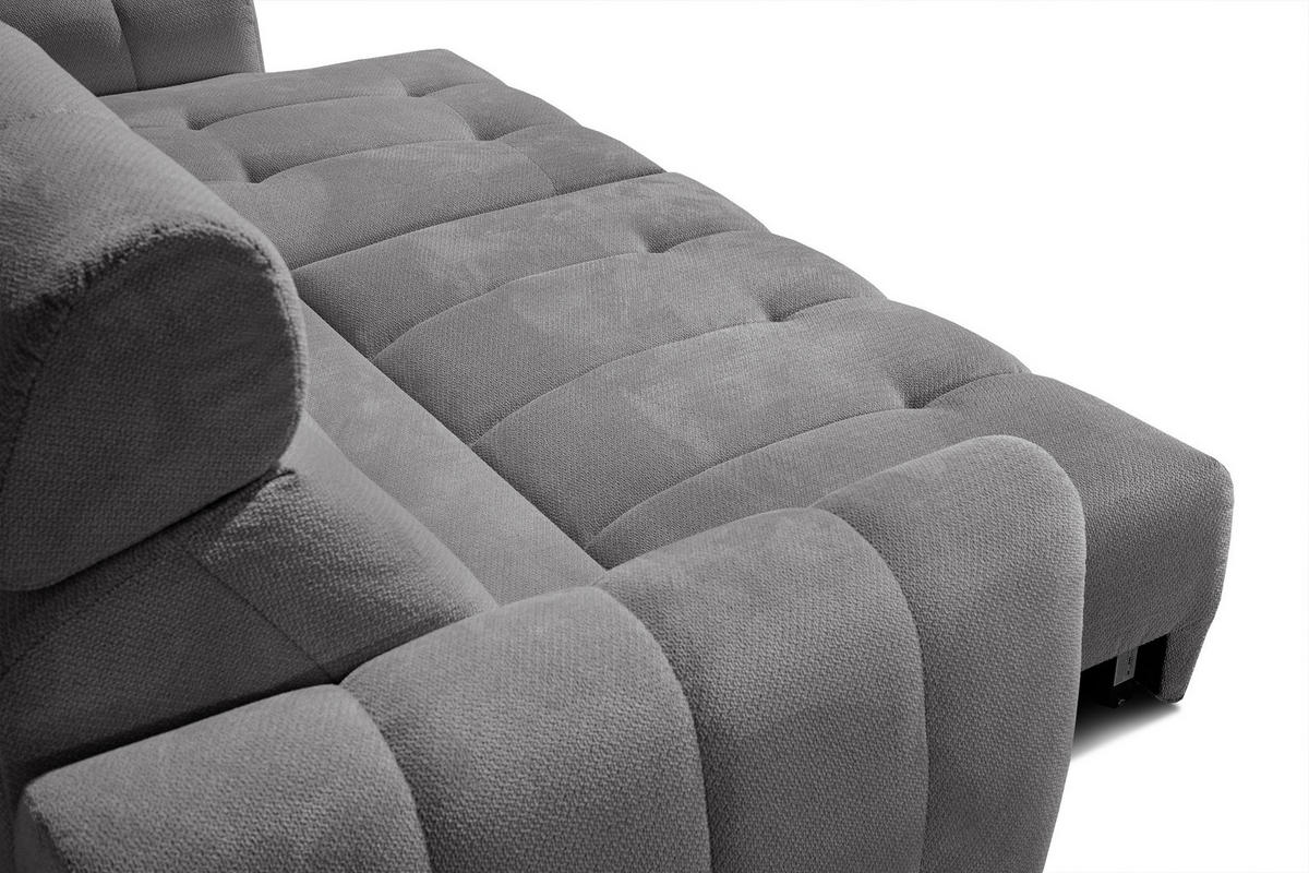 ECKSOFA KIMI 3-Sitzer, ausziehbarer Sitz, verstellbare Kopfstützen, grau - Schwarz/Grau, Holzwerkstoff/Textil (270/160cm) - Courtois Laville