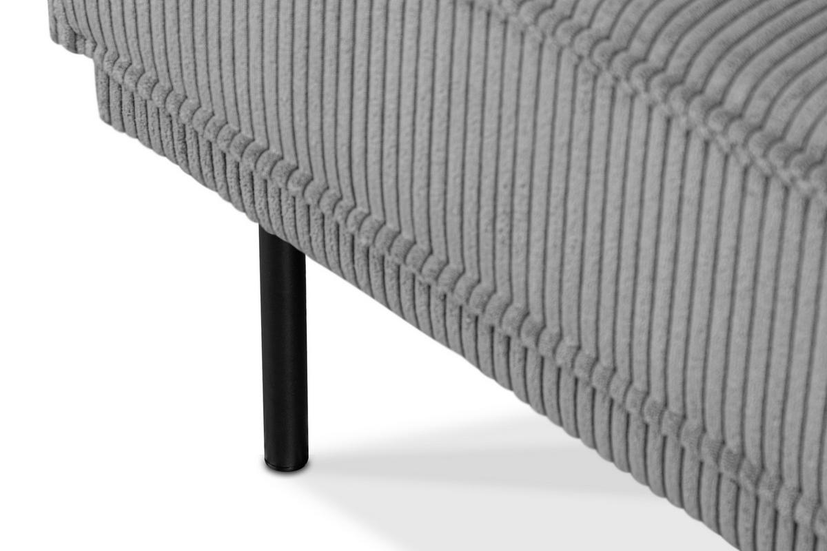 3-SITZER-SOFA GANZO 2 Kissen inklusive, Cord-Stoff, hellgrau - Hellgrau/Schwarz, Textil/Metall (193/84/92cm) - KONSIMO®