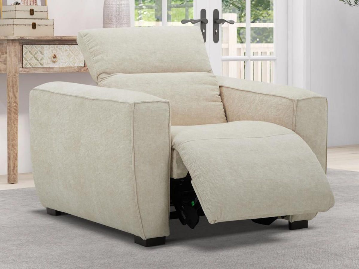 RELAXSESSEL elektrisch - Stoff - Beige - LAGUNDI - Beige, Textil (114/70/108cm) - Vente-Unique