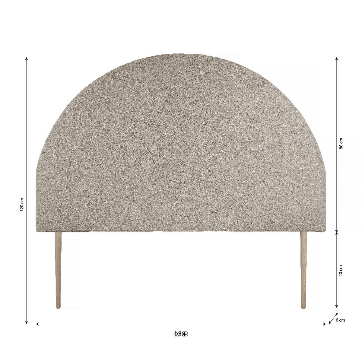 KOPFTEIL aus Teddy 160x120cm MOON - Beige, Textil (120/120/8cm) - RNT By Really Nice Things