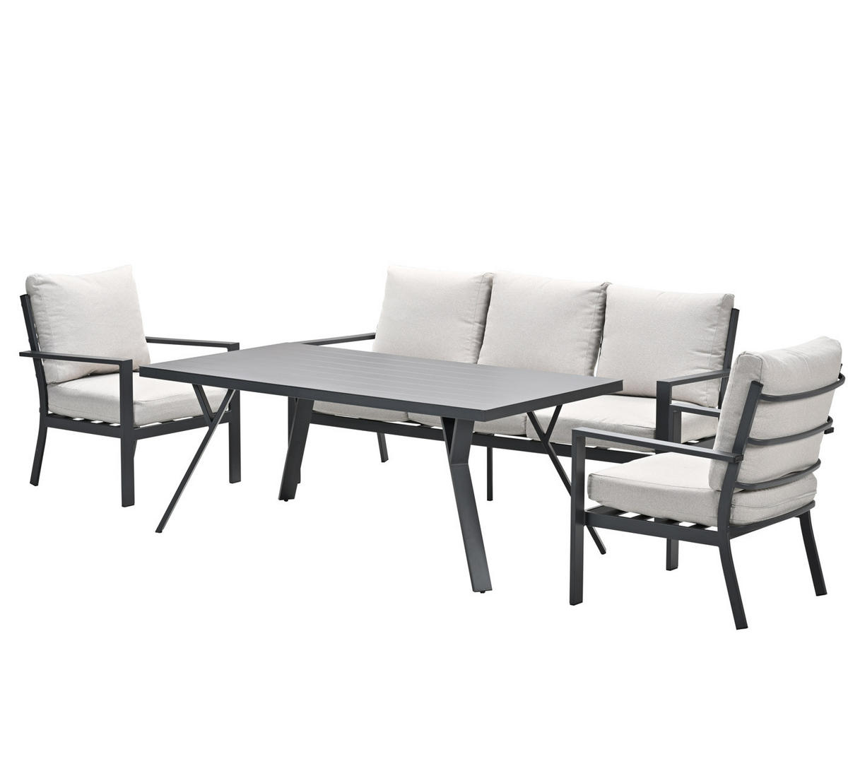 GARTENLOUNGESE Sergio Sofa 4-teilig, Premium Dining Set, Gartenmöbelset - Anthrazit, Metall - GARDEN IMPRESSIONS