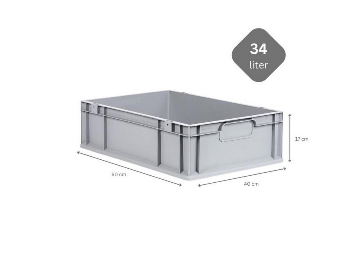 EUROBOX 5x Nextgen Economy Griffe Geschlossen 17x40x60cm 34 Liter - Grau, Kunststoff (40/17/60cm) - PROREGAL