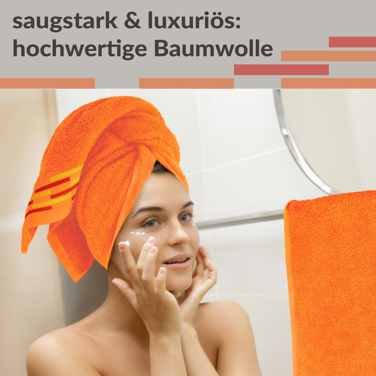 HANDTUCH Lugano Orange 2er 50x100 cm - Orange, Textil (50/100cm) - Lashuma
