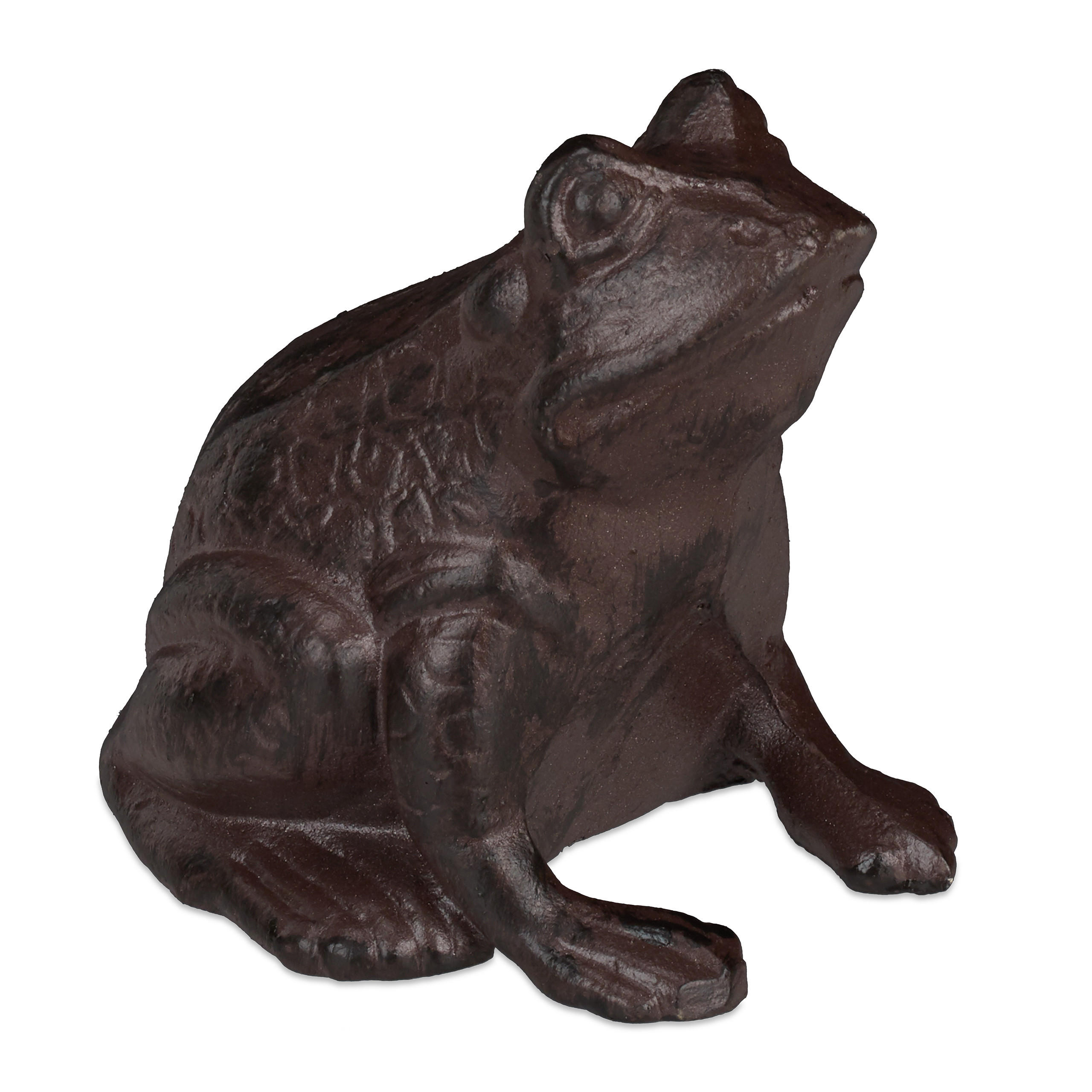 Relaxdays FIGURKA Hnědá zahradní žába litina antik