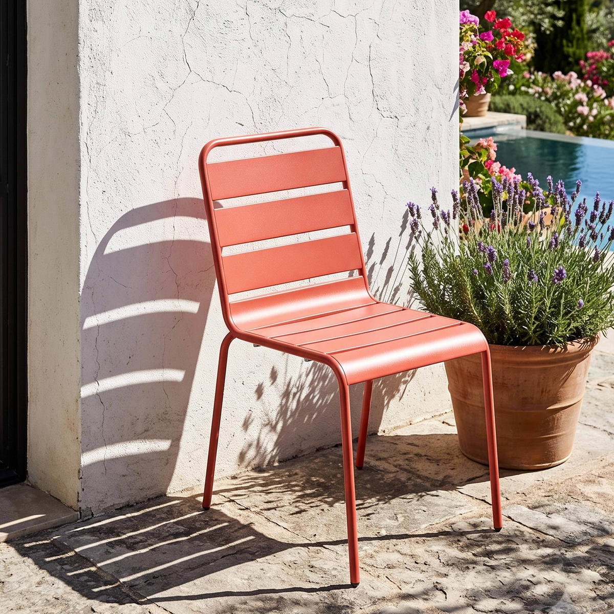 GARTENSTUHL, Lehm - Pink, Metall (42/83/53cm) - Oviala